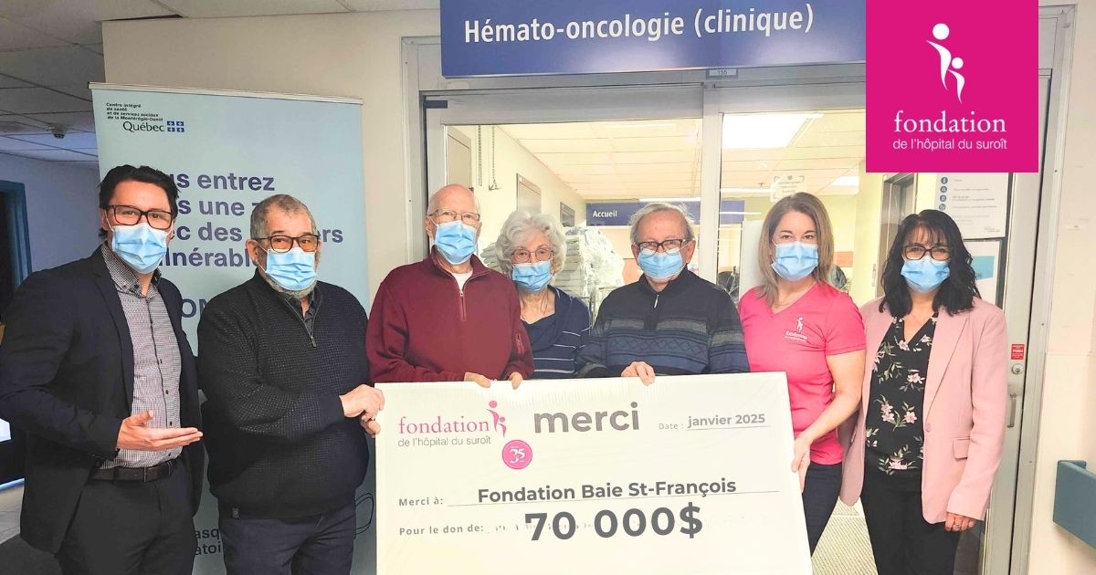 Fondation de l'Hôpital du Suroît | Un don de 70 000$ de la Fondation