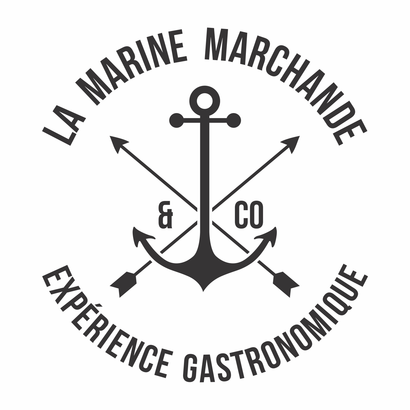 Marine Marchande Expérience Gastronomique Logo Blanc